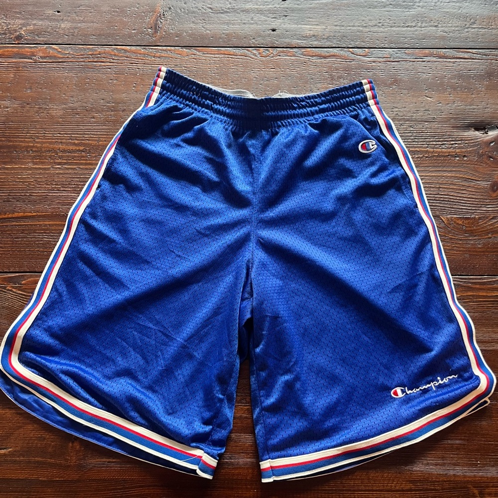 Champion Men's Royal Blue Athletic Shorts with Striped Trim
